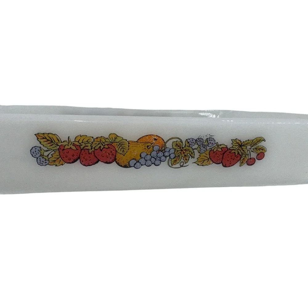 Anchor Hocking Fire King Natures Bounty Fruit Pattern Baking Casserole Dish 2 QT